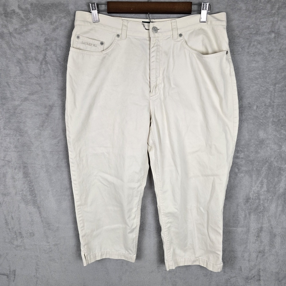 Lauren Ralph Lauren Cream Cropped Capri Jeans Women 12 Off White Cotton Pants